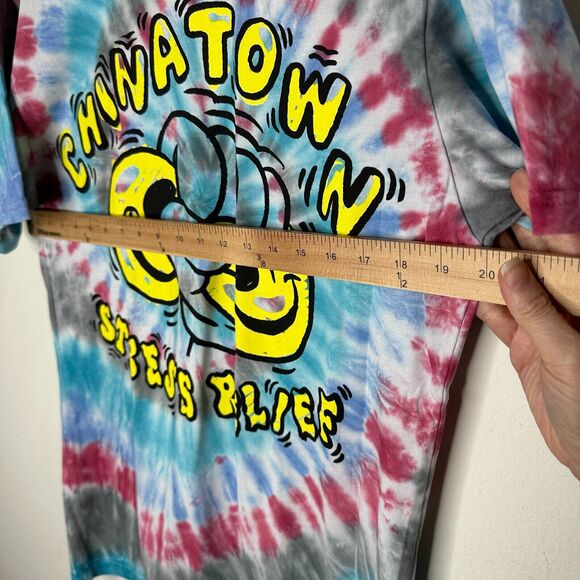 RARE Chinatown Market Multi-Color Tie Dye Stress Relief Graphic Short Sleeve Tee - Picture 4 of 10